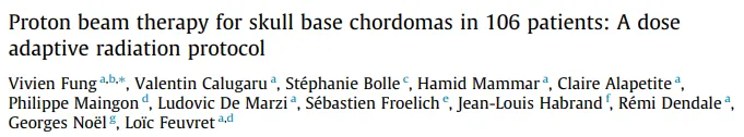 2018年8月，质子治疗106例颅底脊索瘤研究