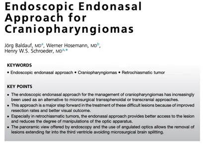 德国Henry W.S.Schroeder（施罗德）教授发表了一例复杂颅咽管瘤病例的手术技术成果