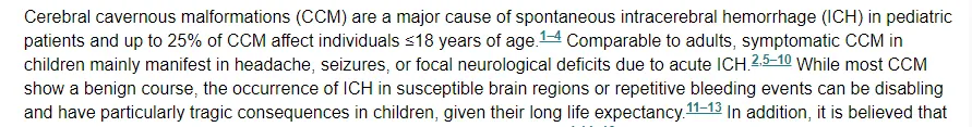 Stroke：儿科脑海绵状血管畸形的自然史